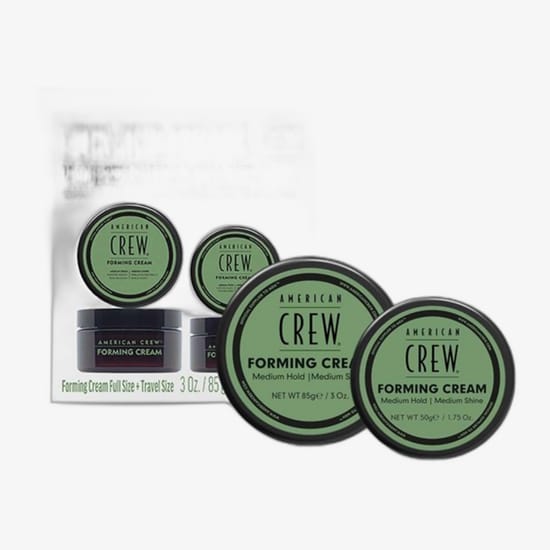American Crew Curls Forming Duo Set detailvaade toodetele American Crew Curls Forming Duo Set pakend ja sisu minimalistlikul taustal