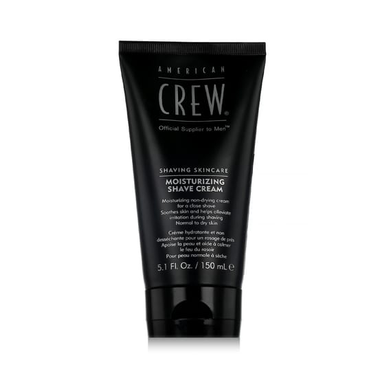 Close-up of American Crew Shaving Skincare Moisturizing Shave Cream tube
