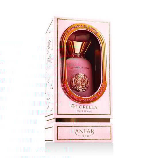 Close-up of Anfar 1950 Florella EP perfume bottle