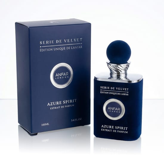 Элегантный флакон парфюма Anfar London Azure Spirit EP крупным планом