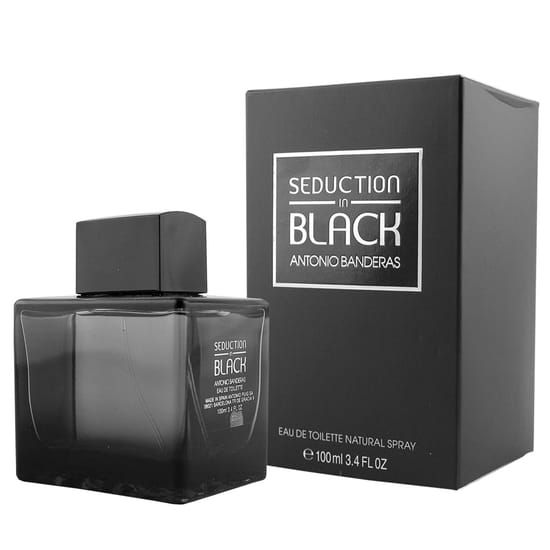 Elegant bottle of antonio banderas seduction in black edt