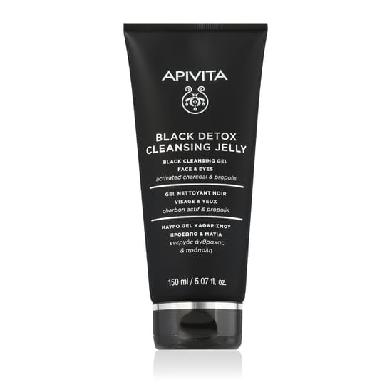 Apivita must detox puhastusgeel, aktiivsöega puhastusgeeli lähipilt