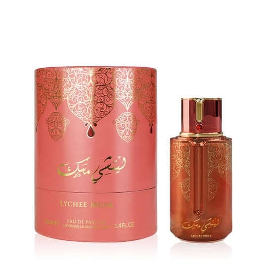 Arabiyat Prestige Lychee Musk EDP pakend Elegantne pudel Arabiyat Prestige Lychee Musk EDP