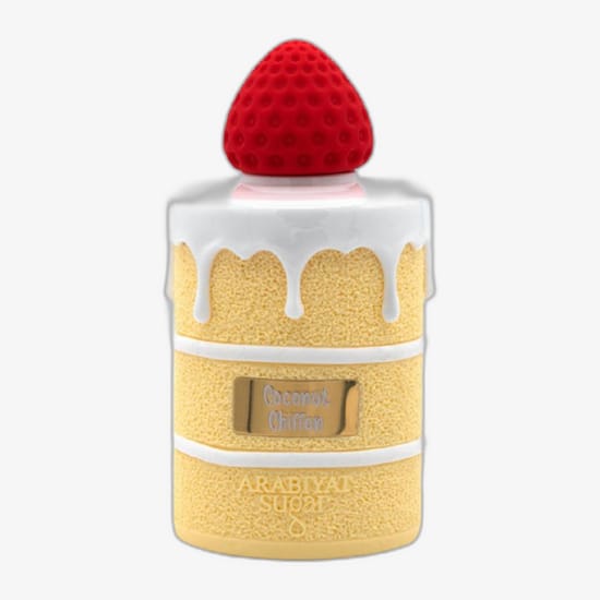 Упаковка парфюма Arabiyat Sugar Coconut Chiffon EDP Элегантный флакон Arabiyat Sugar Coconut Chiffon EDP