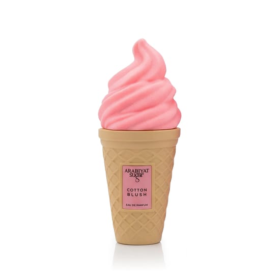 Close-up of Arabiyat Sugar Cotton Blush EDP bottle