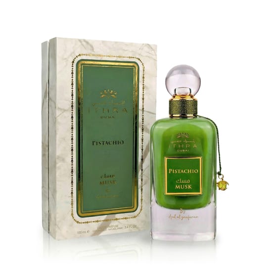 Elegant bottle of Ard al Zaafaran Pistachio Musk EDP