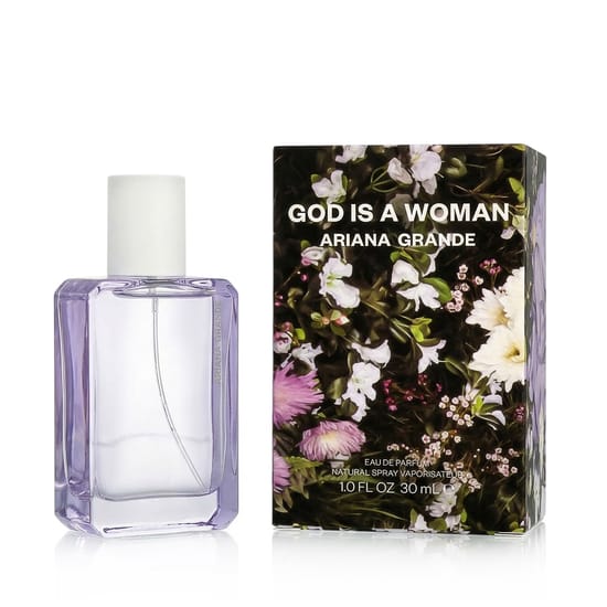 Ariana Grande God Is A Woman EDP lahtipakitud pudel minimalistliku disainiga