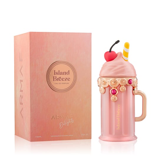Elegant bottle of Armaf Delights Island Breeze EDP with fresh, tropical vibe