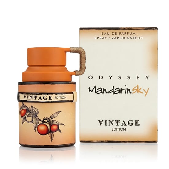 Refined bottle of Armaf Odyssey Mandarin Sky Vintage Edition EDP with a minimalist design