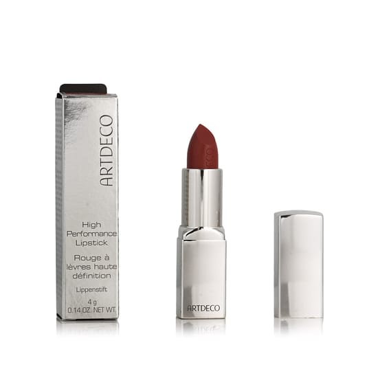 Close-up of artdeco high performance lipstick in flush mahogany