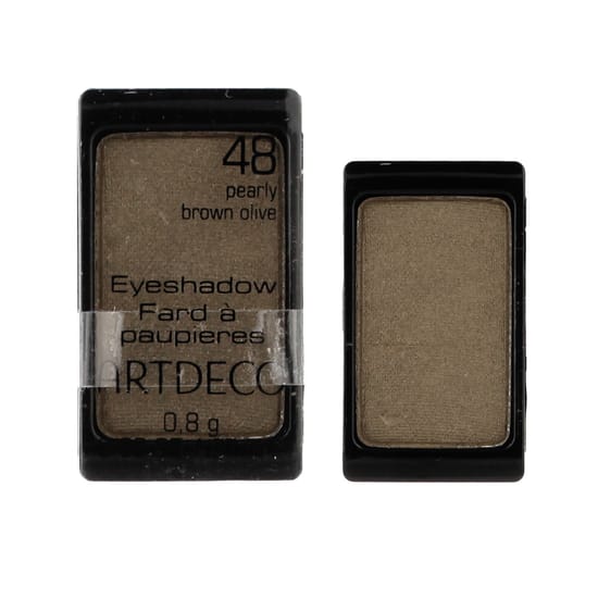Close-up of artdeco eyeshadow pearl in shade 48 pearly brown olive
