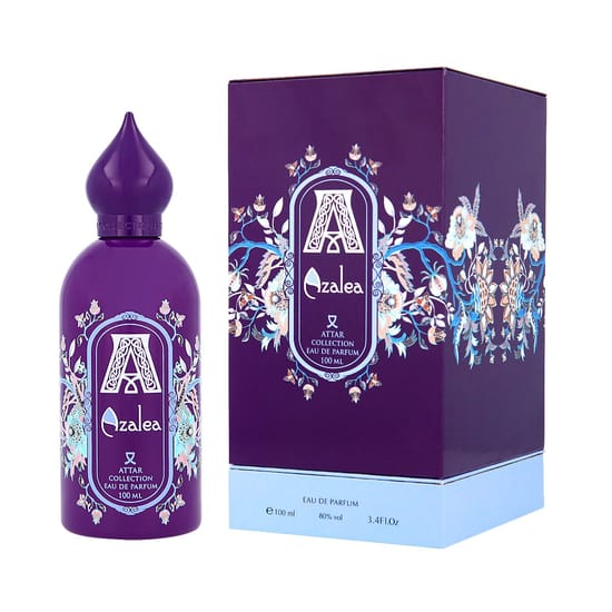 Original Attar Collection Azalea EDP packaging Close-up of Attar Collection Azalea EDP bottle
