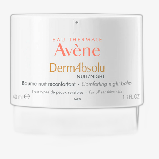 Avène DermAbsolu rahustava ööbalsami pakend ja purk