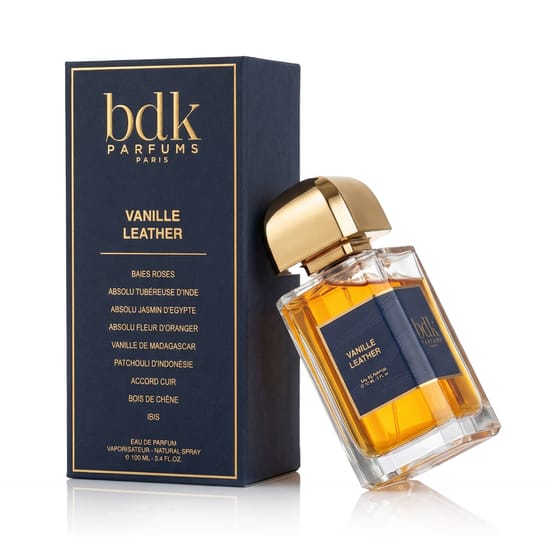 Original packaging of BDK Parfums Vanille Leather EDP Elegant bottle of BDK Parfums Vanille Leather EDP
