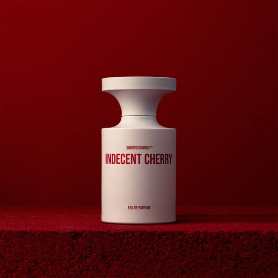 Borntostandout indecent cherry edp packaging Elegant bottle of borntostandout indecent cherry edp