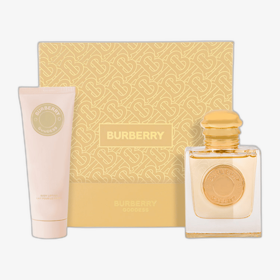 Elegant packaging of Burberry Goddess EDP and body lotion