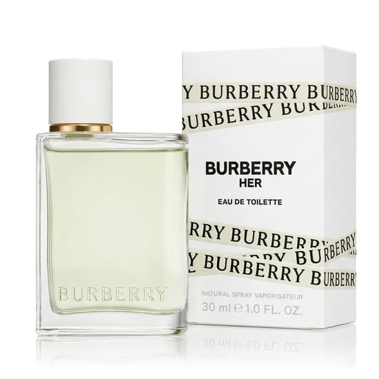 Close-up of Burberry Burberry Her EDT perfume bottle