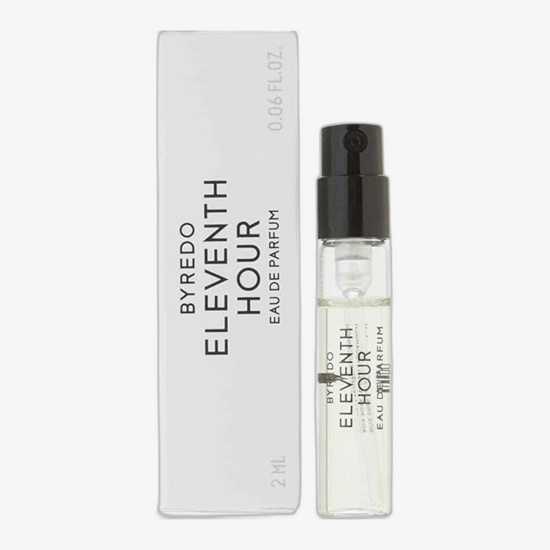 Close-up of byredo animalique edp 2ml sample bottle