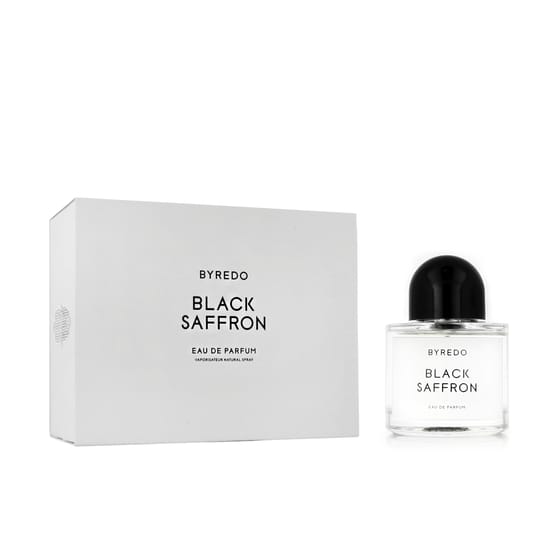 Close-up of Byredo Black Saffron EDP bottle
