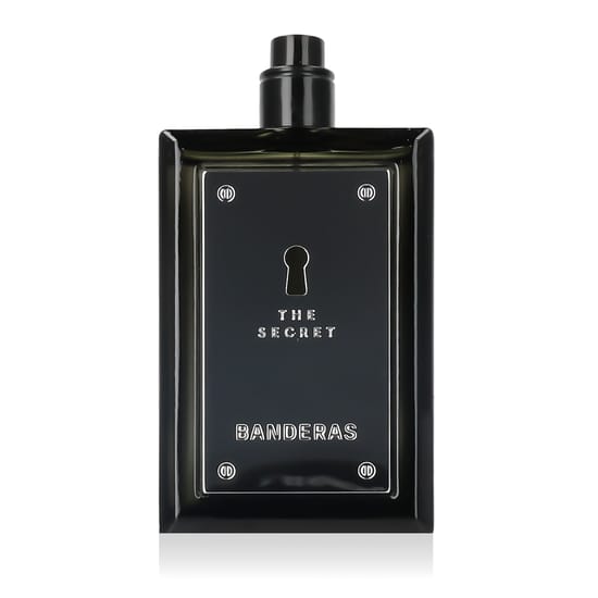 Banderas The Secret EDT originaalpakendi detailvaade Banderas The Secret EDT parfüümi pudel lähivaatlus