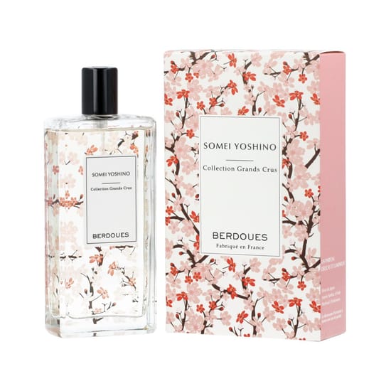 Bottle of Berdoues Somei Yoshino EDP with floral design