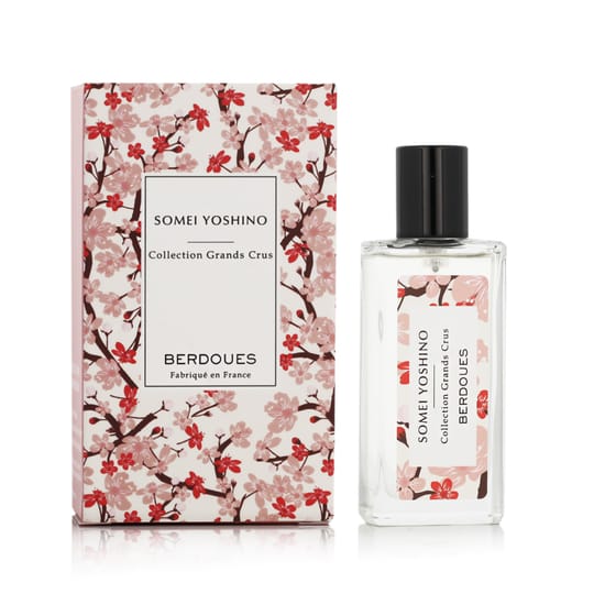 Bottle of Berdoues Somei Yoshino EDP with floral design