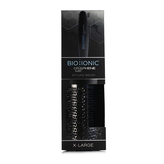 Оригинальная упаковка щетки Bio Ionic Graphene Mix Styling Brush XL Крупный план щетки Bio Ionic Graphene Mix Styling Brush XL