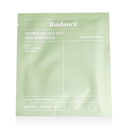 Детальный вид маски Biodance Refreshing Sea Kelp Real Deep Mask Гидрогелевая маска Biodance Refreshing Sea Kelp Real Deep Mask в лаконичной и минималистичной упаковке