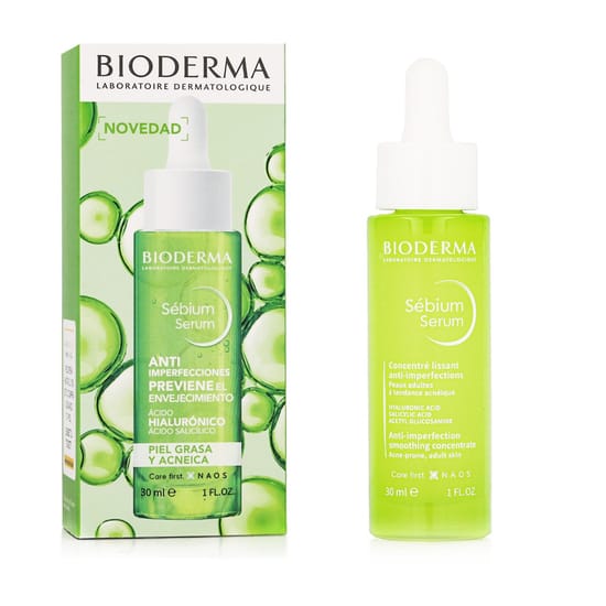 Close-up of Bioderma Sébium serum bottle