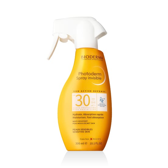 Bioderma Photoderm Invisible SPF 30 päikesekaitsesprei pakendil