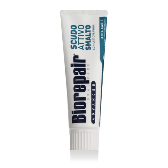 Biorepair® Advanced Enamel Active Shield toothpaste tuubi lähivõte