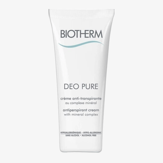 Biotherm Deo Pure Antiperspirant Cream tube in close-up highlighting minimalist design