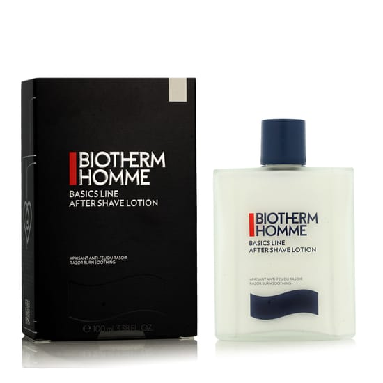 Biotherm homme basics line after shave lotion bottle close-up
