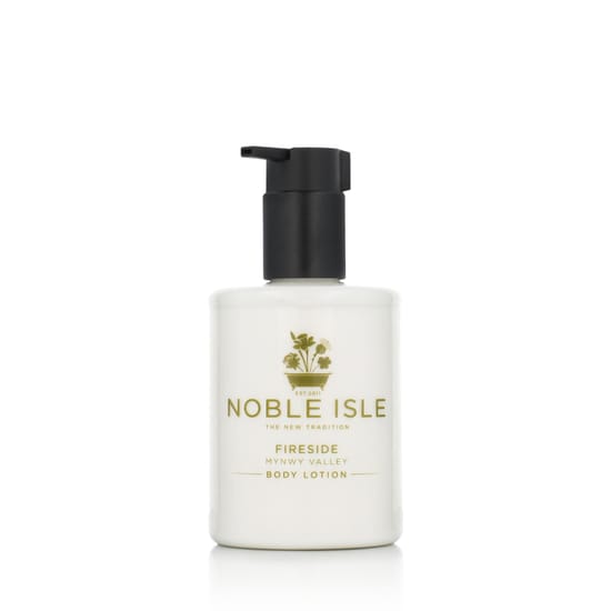Packaging of Noble Isle Fireside Body Lotion Bottle of Noble Isle Fireside Body Lotion