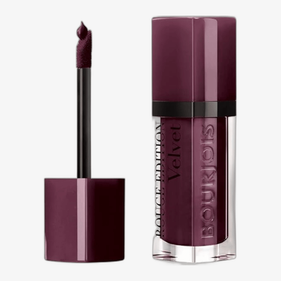 Close-up of Bourjois Paris Rouge Edition Velvet lipstick in shade Plum Plum Girl