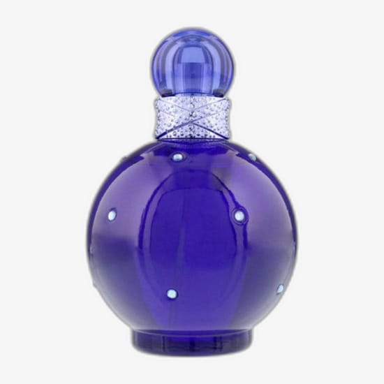 Close-up of Britney Spears Midnight Fantasy EDP bottle – mysterious and elegant design