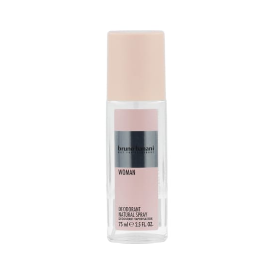 Elegant glass bottle of Bruno Banani Woman Deodorant
