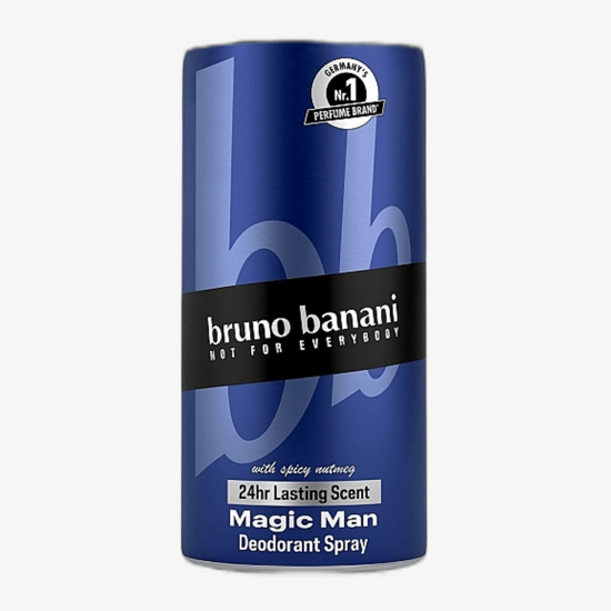 Close-up of Bruno Banani Magic Man Deodorant VAPO bottle