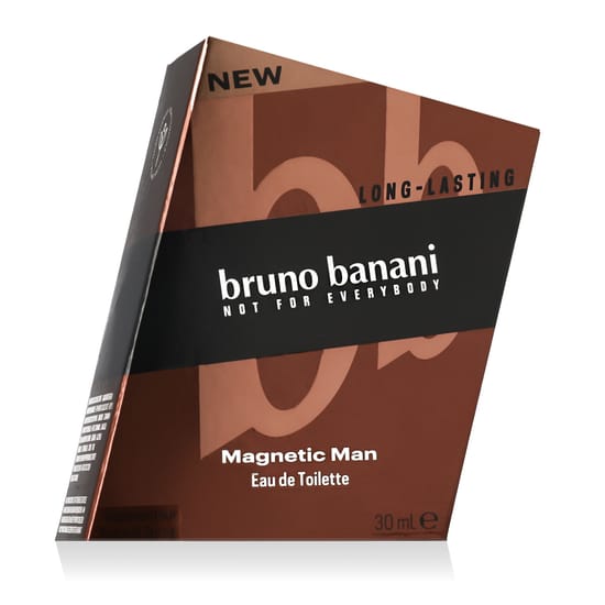 Original packaging of Bruno Banani Magnetic Man EDT Bottle of Bruno Banani Magnetic Man EDT with a unique design
