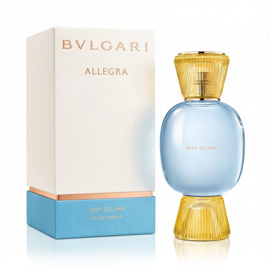 Sophisticated bottle of Bvlgari Allegra Riva Solare EDP