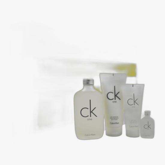 Calvin Klein CK One fragrance set with multiple bottles