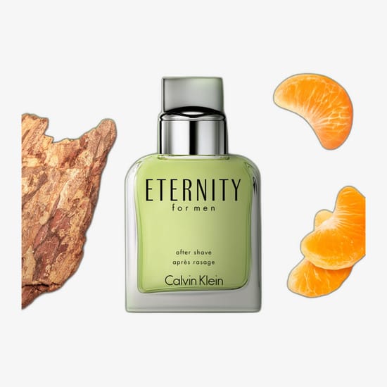 Детали упаковки лосьона после бритья Calvin Klein Eternity для мужчин, легкая текстура, освежающий аромат