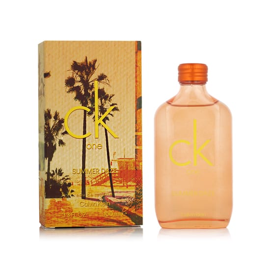 Bottle of Calvin Klein CK One Summer Daze EDT on a white background