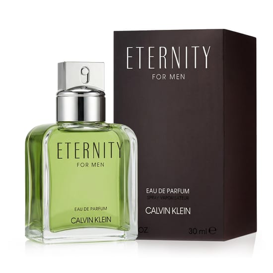 Original packaging of Calvin Klein Eternity for Men EDP Elegant bottle of Calvin Klein Eternity for Men EDP