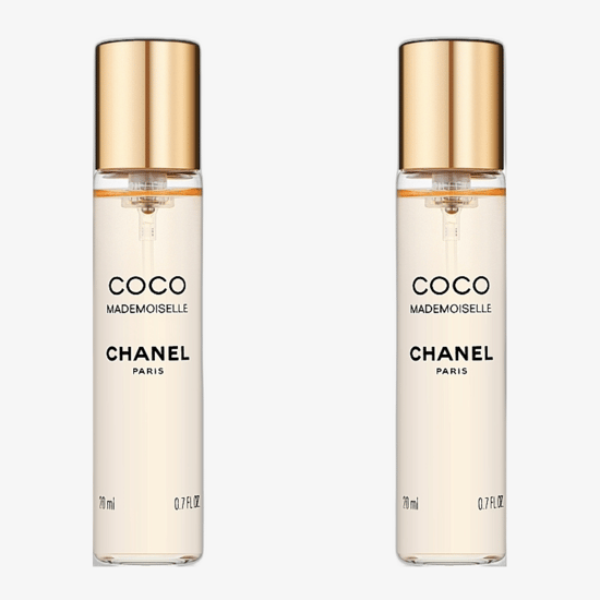Refillable spray and refills of Chanel Coco Mademoiselle EDP, elegant minimalist design