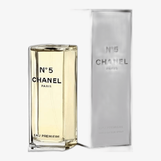Close-up of Chanel No 5 Eau Premiere perfume bottle