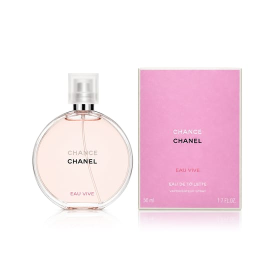 Original packaging of Chanel Chance Eau Vive EDT Bottle of Chanel Chance Eau Vive EDT up close
