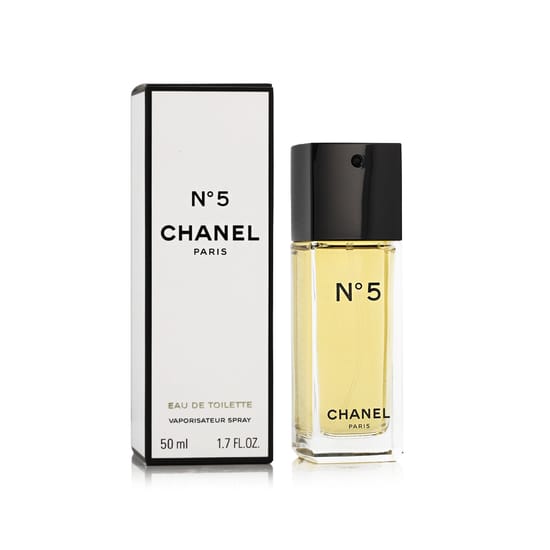 Close-up of Chanel No 5 EDT bottle