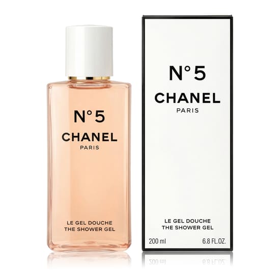 Elegant bottle of Chanel No 5 Perfumed Shower Gel