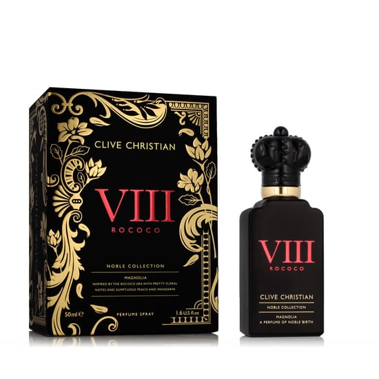 Distinctive bottle of Clive Christian VIII Rococo Magnolia Parfum, unisex floral fragrance